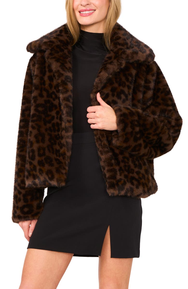 Ted Baker Crop Faux Fur Coat, Main, color, Rich Black