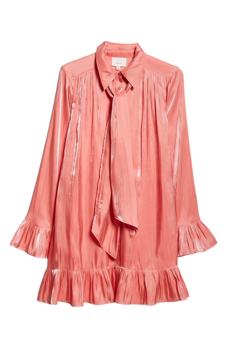 Cinq à Sept Iva Metallic Tie Neck Long Sleeve Shirtdress, Alternate, color, 