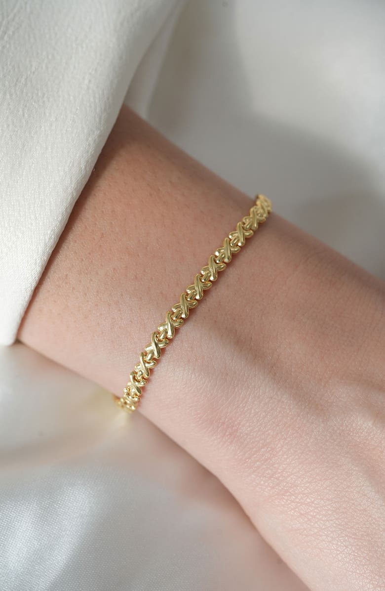 Argento Vivo Sterling Silver X Connecting Link Chain Bracelet, Alternate, color, Gold