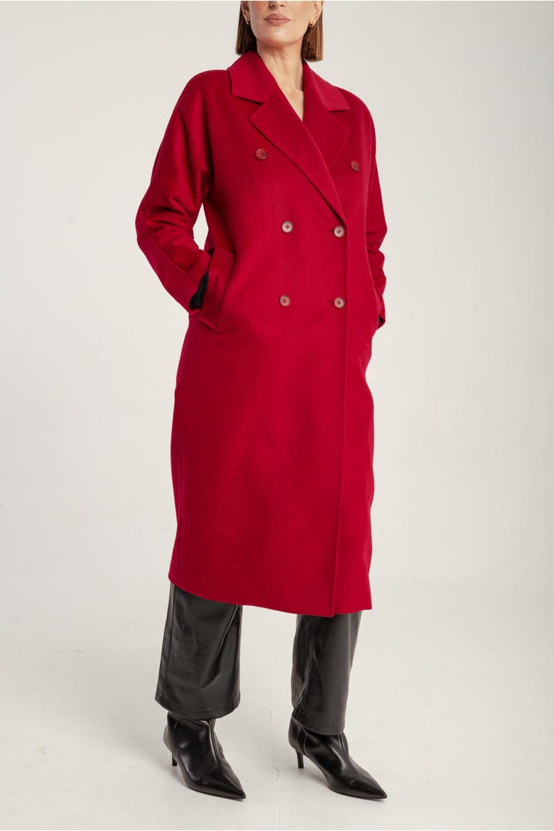 Cashmere Double Breasted Long Coat, Alternate, color, Bordeaux