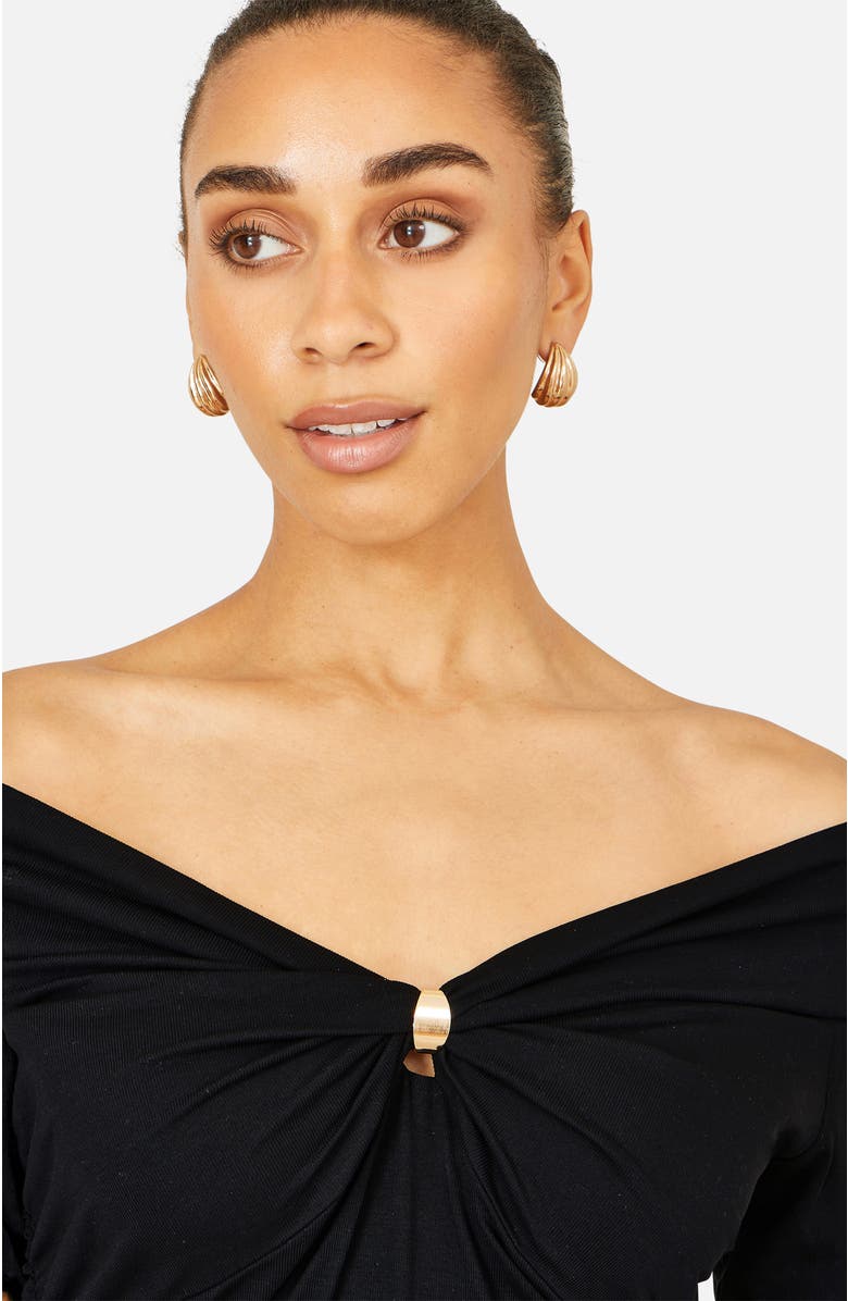 Yumi Bardot Long Sleeve Jersey Top, Alternate, color, Black