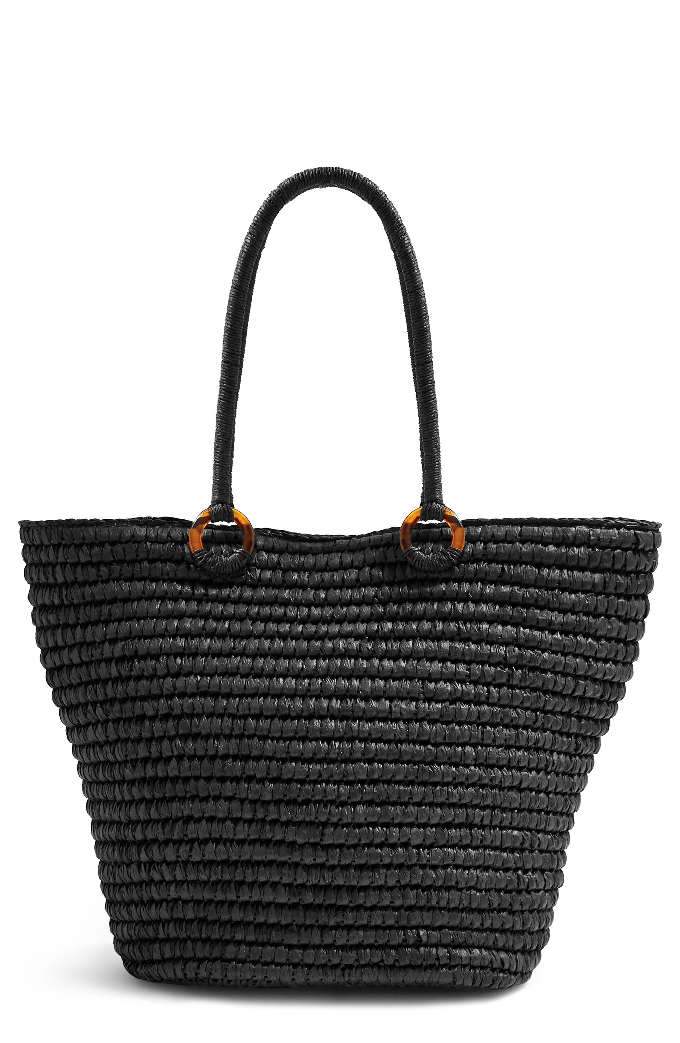 Topshop Franka Straw Ring Tote Bag, Main, color, 