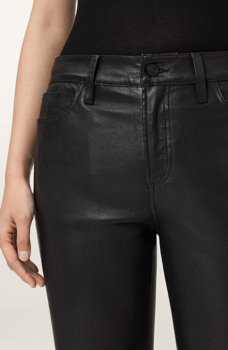 AllSaints Haldan Straight Leg Leather Pants, Alternate, color, Black