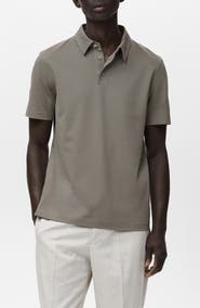 MANGO Solid Cotton Blend Piqué Polo