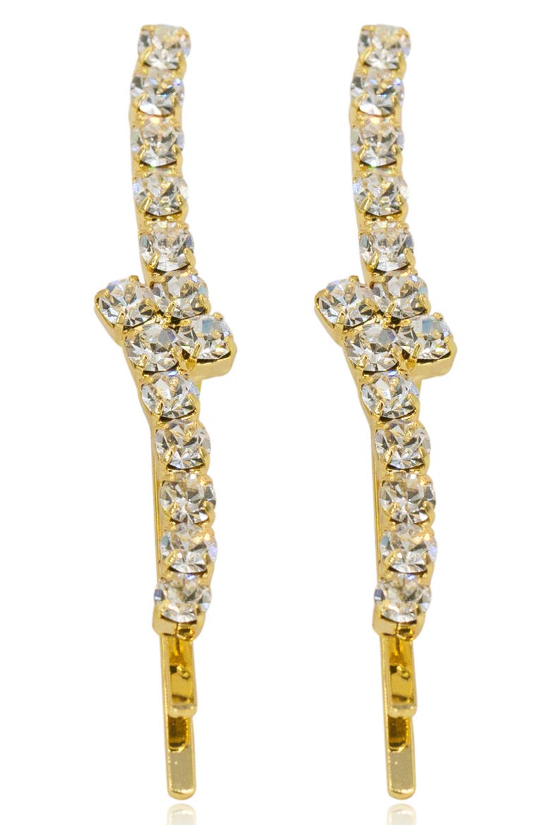 Etta Set of 2 Crystal Hair Clips, Alternate, color, GOLD