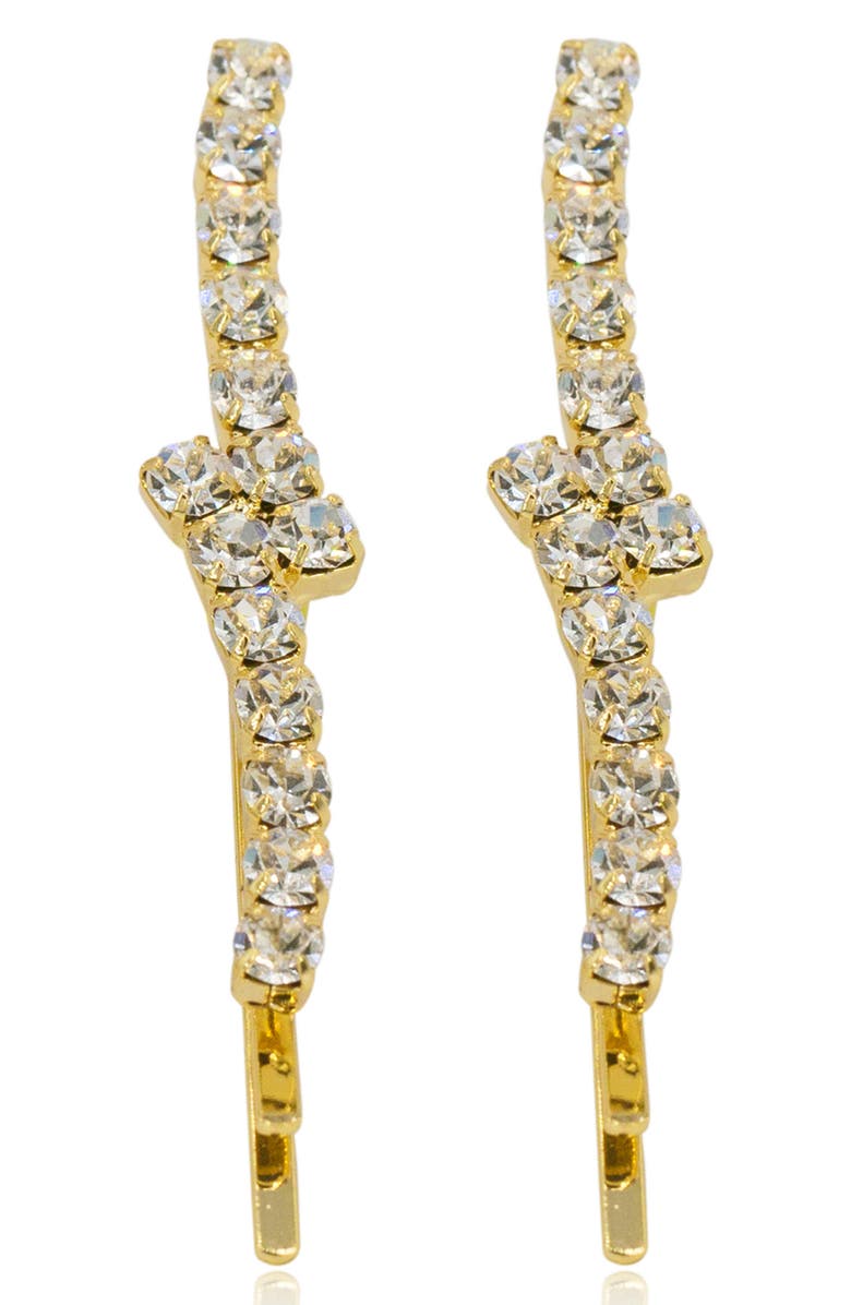 Brides & Hairpins Etta Set of 2 Crystal Hair Clips, Alternate, color, Gold