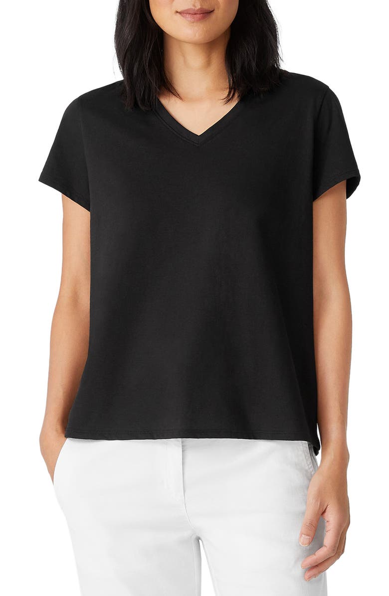 Eileen Fisher Organic Cotton V-Neck T-Shirt, Main, color,