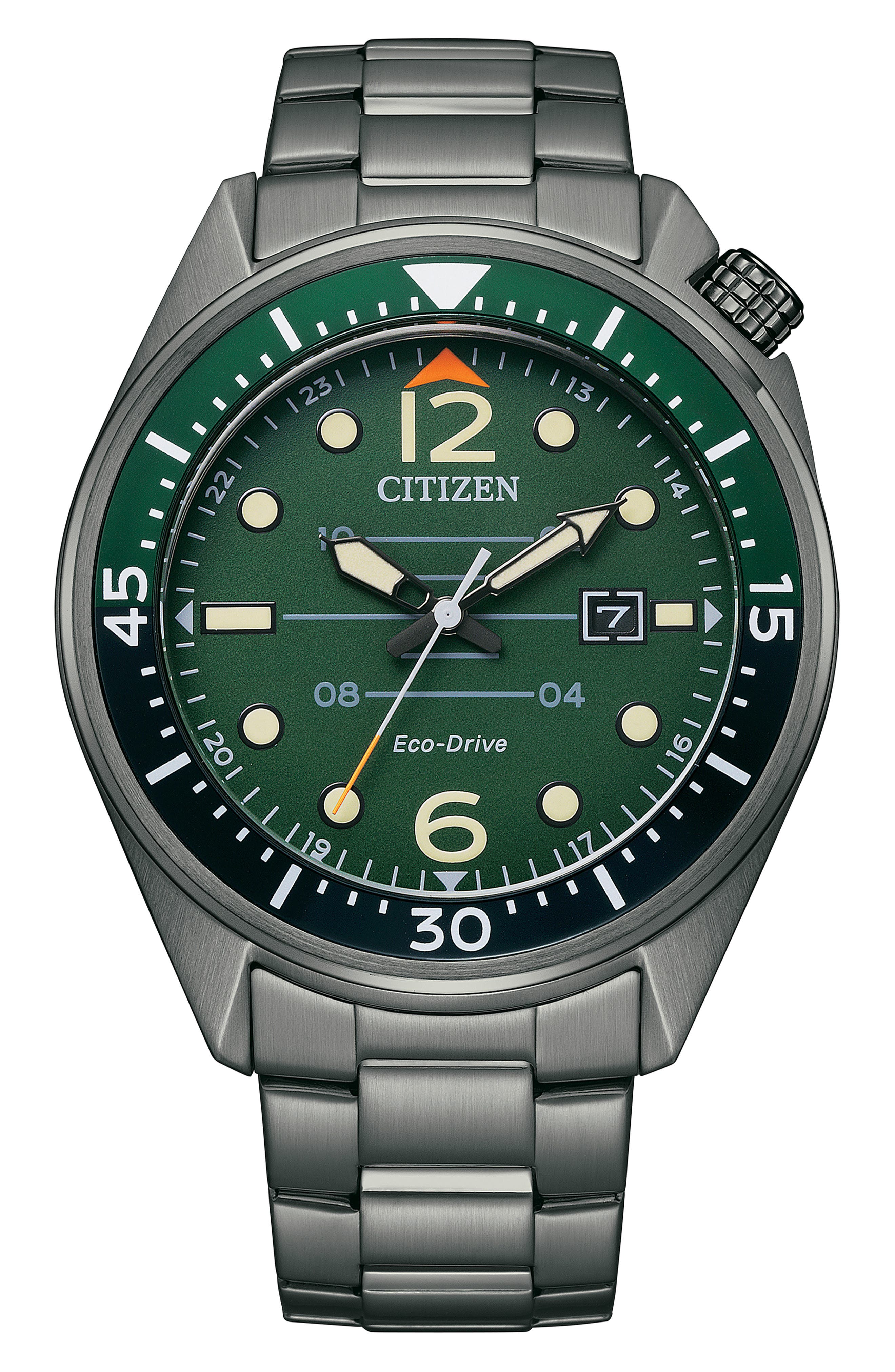 Citizen Eco Drive Three-Hand Quartz Stainless Steel Bracelet Watch, 43mm