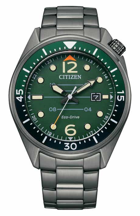 Citizen Eco Drive Three-Hand Quartz Stainless Steel Bracelet Watch, 43mm