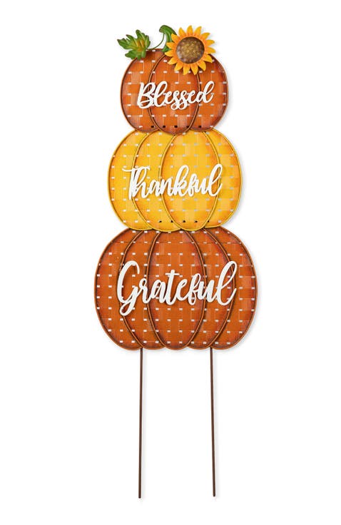 Thanksgiving Metal Stacked Pumpkins Yard Stake