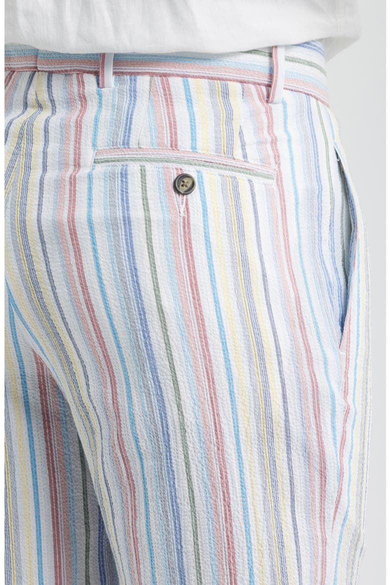 Multi Stripe Flat Front Seersucker Shorts, Alternate, color, WHITE