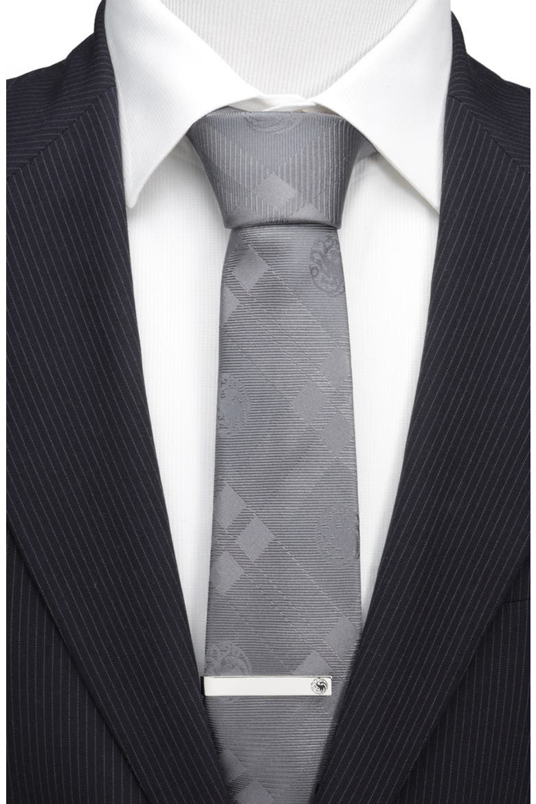 x Game of Thrones Targaryen Dragon Plaid Silk Tie, Alternate, color, GREY