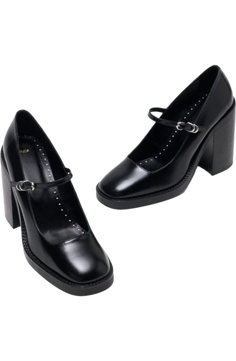 maje Leather Mary Janes, Alternate, color, Black