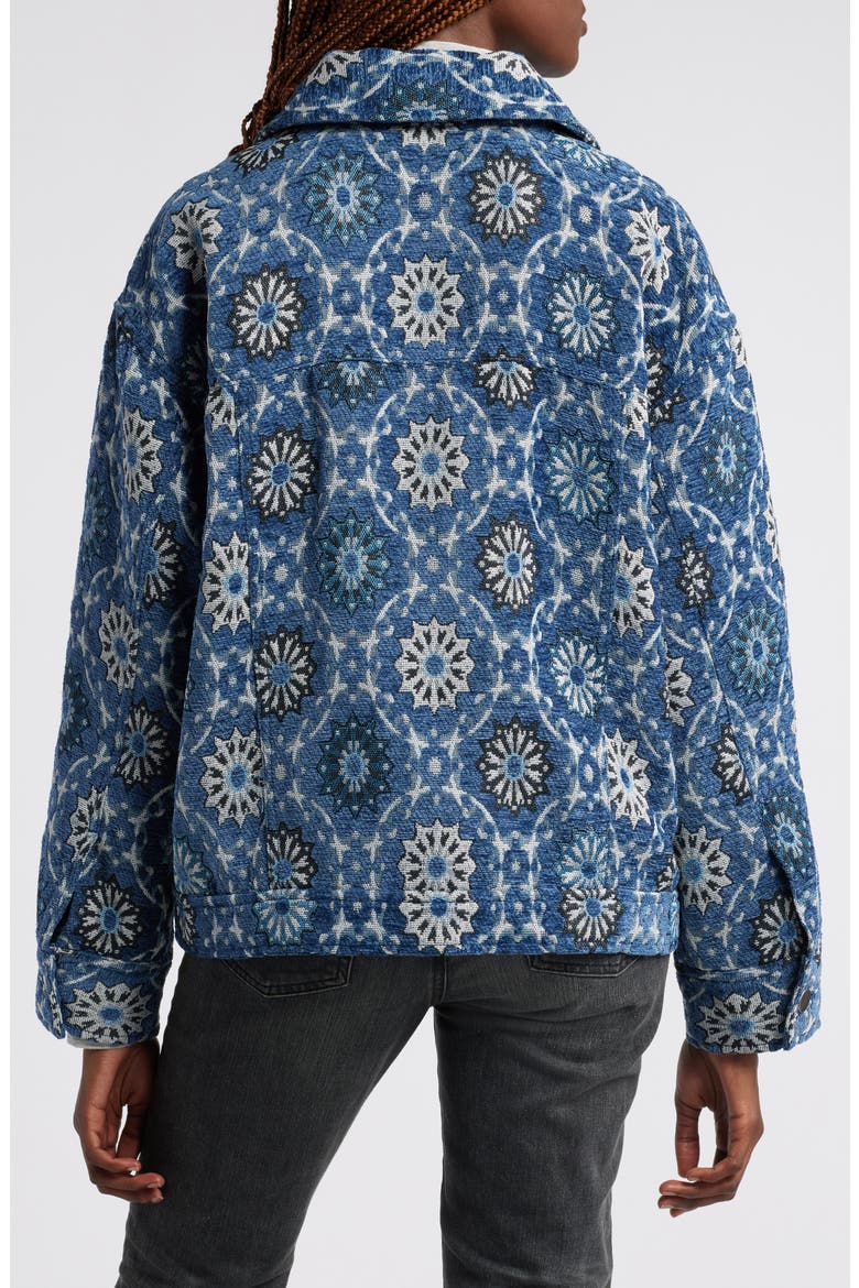 Tapestry Jacquard Trucker Jacket, Alternate, color, BLUE MEDALLION JACQUARD