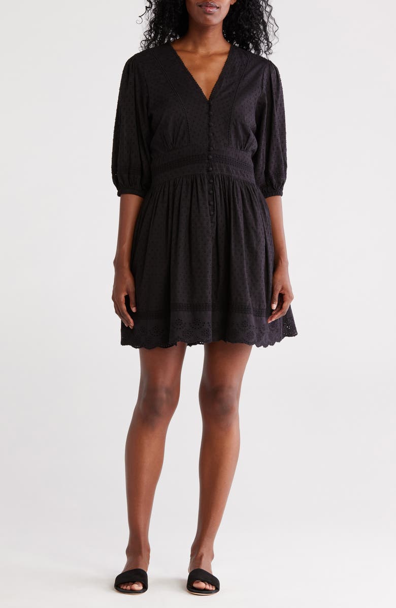Maisie Embroidered Eyelet Short Sleeve Dress, Main, color, 