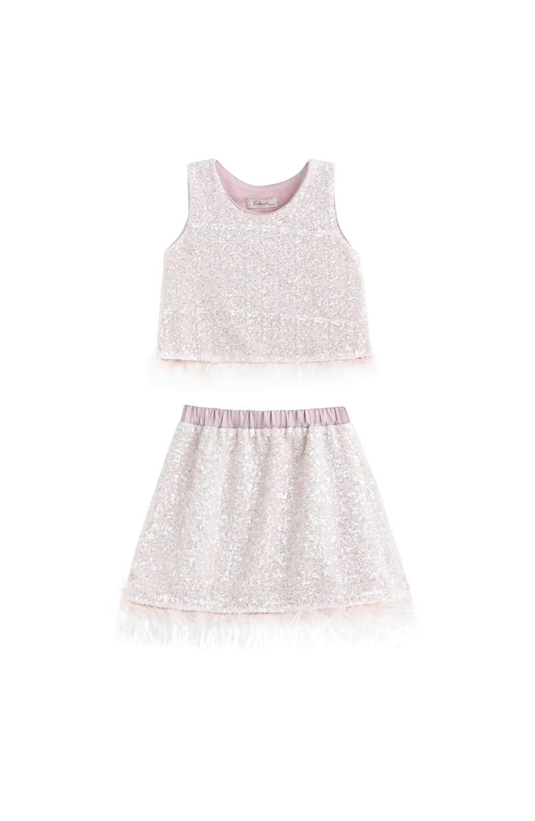 Tulleen Sequin Feather-Trim Set, Alternate, color, Pink