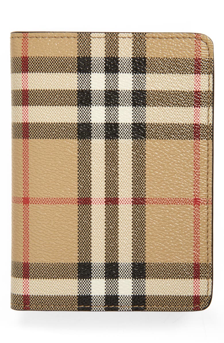 Burberry Vintage Check Coated Canvas & Leather Passport Wallet, Main, color,