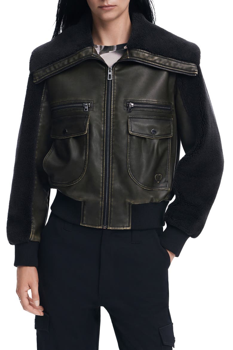 Florencia Faux Shearling Jacket, Main, color, BLACK