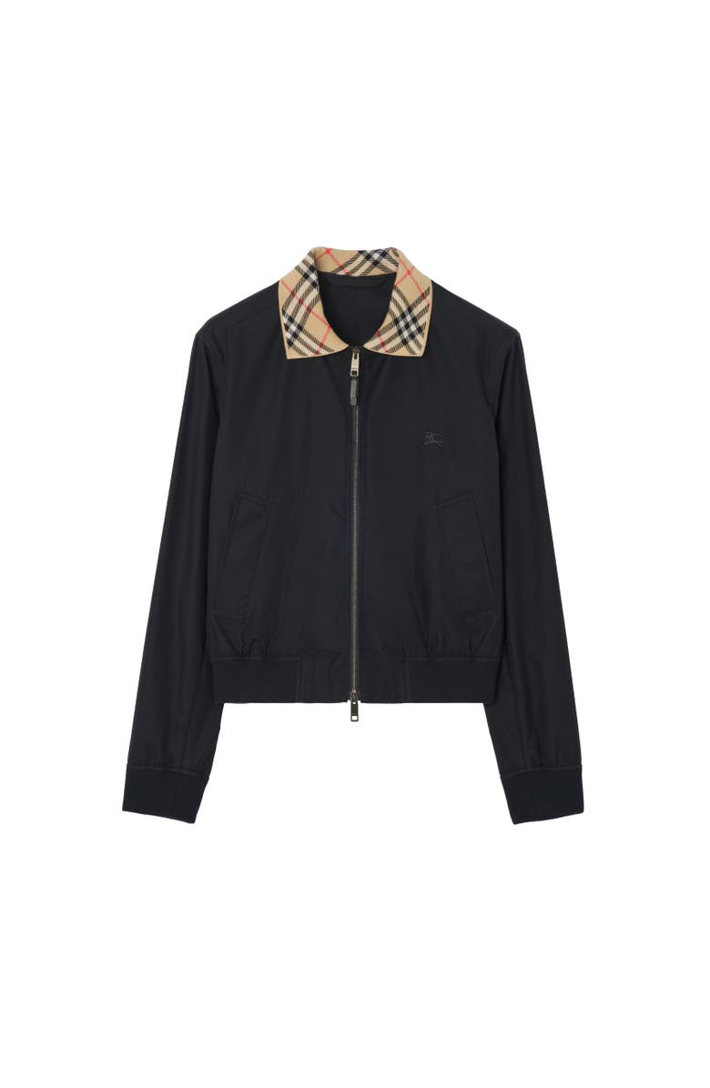 Burberry Gabardine Glenfields Bomber Jacket, Alternate, color, Navy