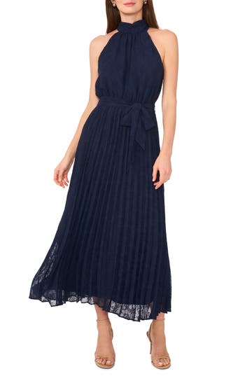 Halogen ® Pleated Tie Waist Maxi Dress In Blue