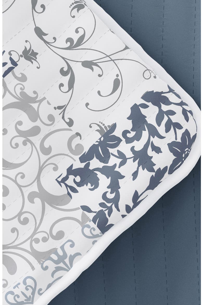 All Season Patchwork 3-Piece Down Alternative Reversible Quilt Set, Alternate, color, DUSK BLUE