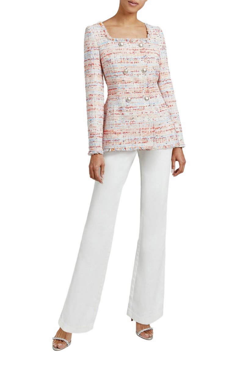 Santorelli ELARA Double-Breasted Jacket in Multi Tweed, Alternate, color, 