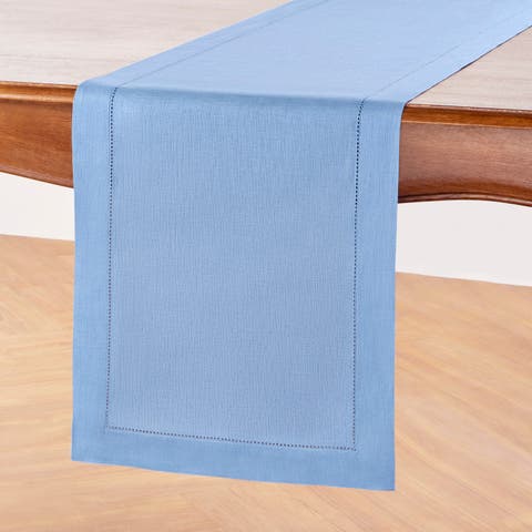 Linen Table Runner for Dining Table, Holiday and Everyday Table Decor - Classic Hemstitch