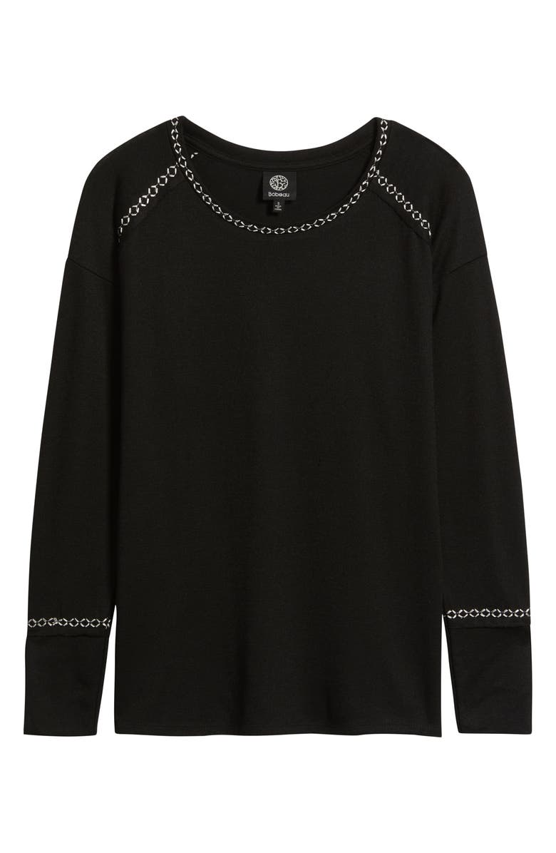 Bobeau Edge Stitch Tunic Top, Alternate, color, Black