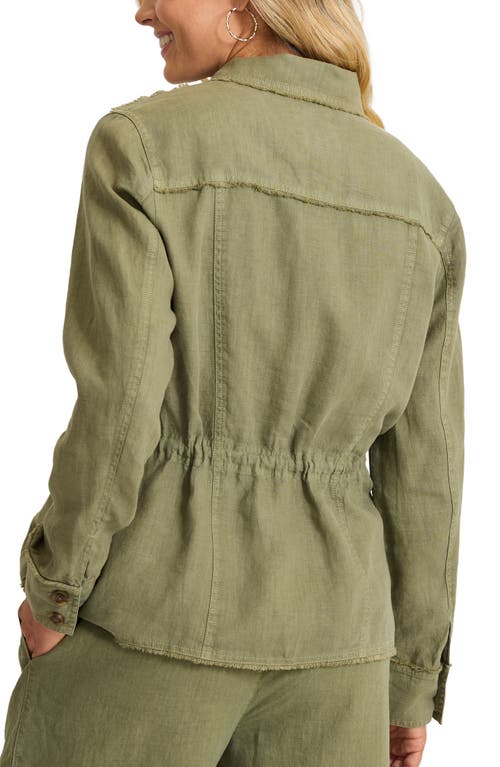 Tommy Bahama Two Palms Linen Utility Jacket In Dark Fern