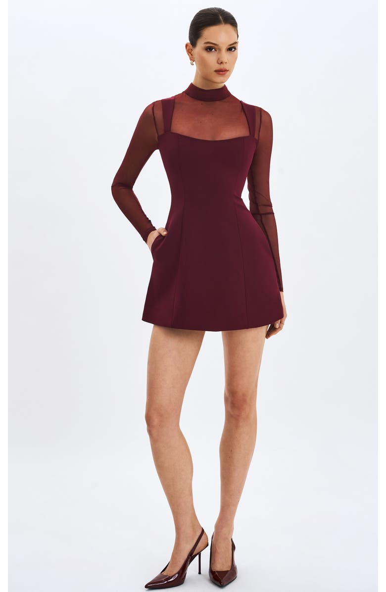 Miss Circle Natasha Faux Two-Piece Turtleneck Mini Dress, Main, color, Burgundy