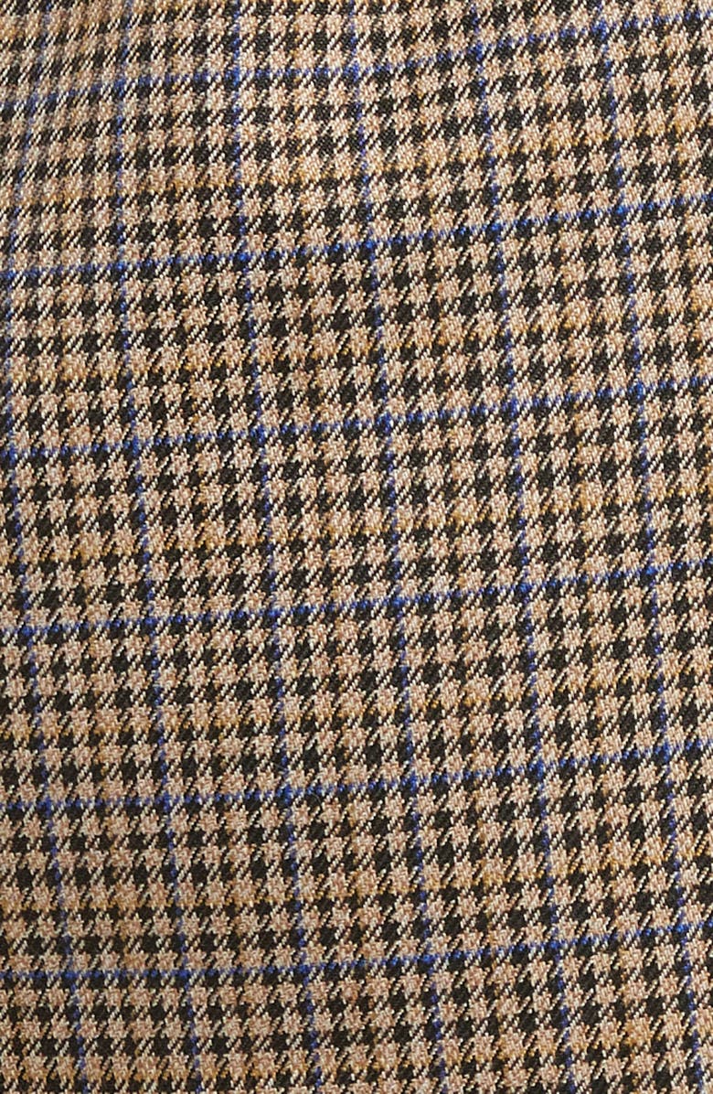 Steve Madden Cinched Waist Houndstooth Plaid Blazer, Alternate, color, Blue/ Yellow Houndstooth Plaid