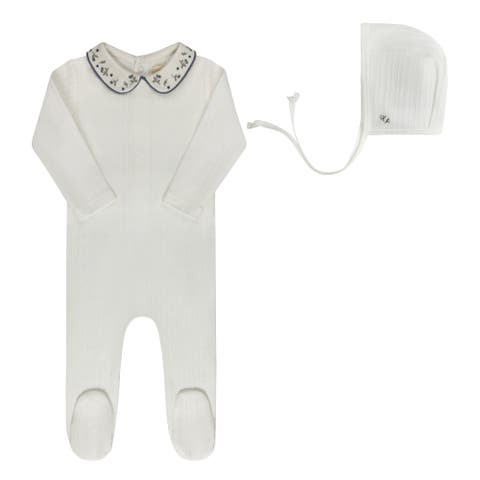 Embroidered Collar Collection -  Footie + Bonnet (Baby)