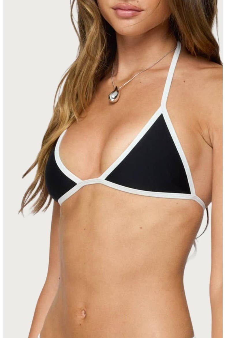 Dina Contrast Triangle Bikini Top, Alternate, color, BLACK