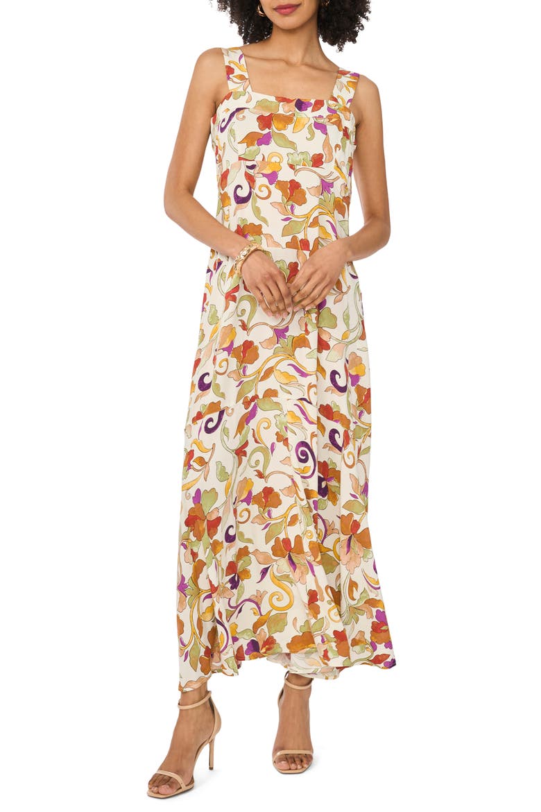 Print Sleeveless Tiered Maxi Dress, Main, color, APPLE RED