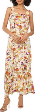Vince Camuto Print Sleeveless Tiered Maxi Dress