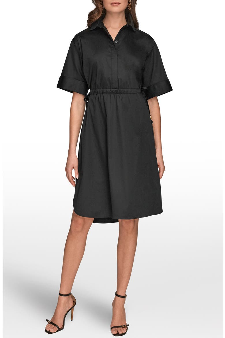 Short Sleeve Shirtdress, Main, color, BLACK