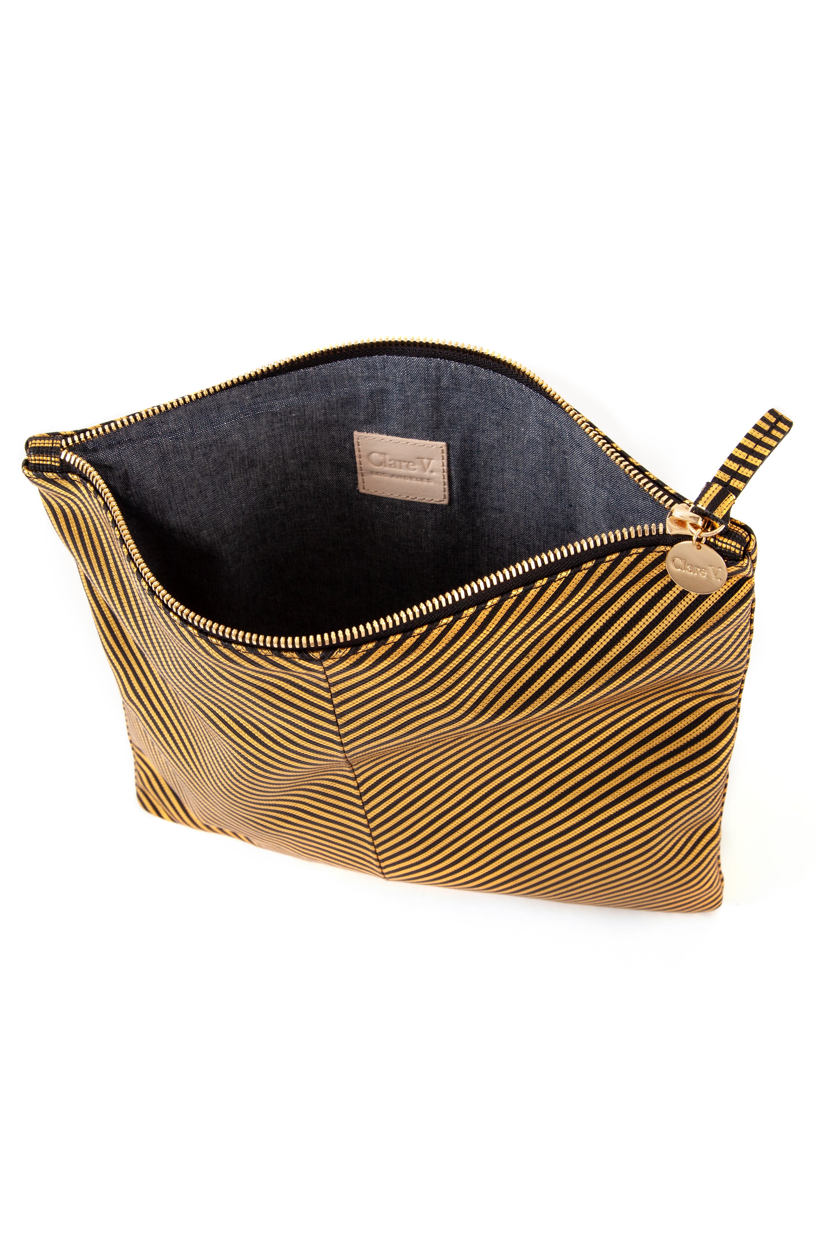 Disco Stripe Foldover Clutch, Alternate, color, DISCO STRIPE PATCHWORK BLACK