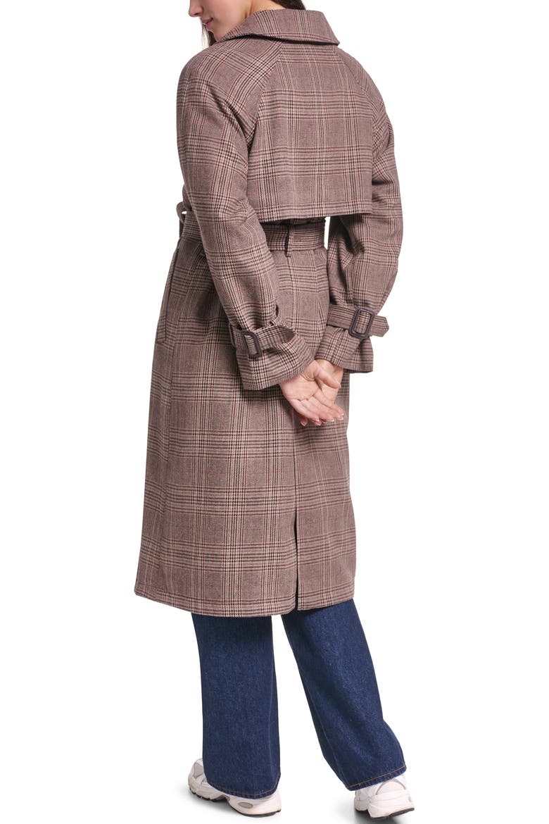 Belted Longline Coat, Alternate, color, BROWN GLEN PLAID