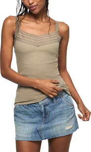 Lucky Brand Lace Trim V-Neck Tank