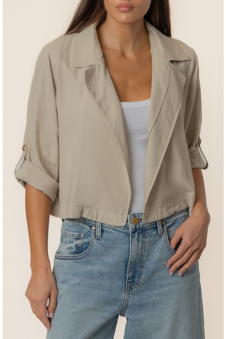 Nadine Crop Open Front Linen Blend Jacket, Main, color, SAND JM