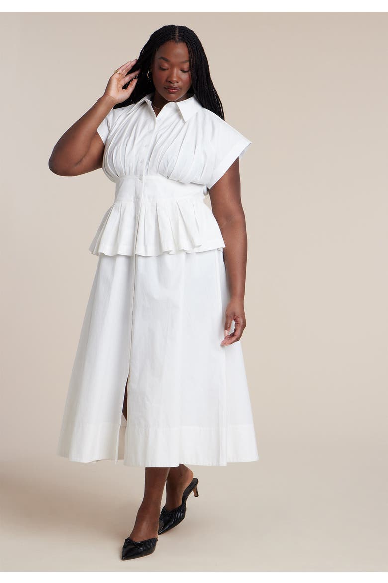 Peplum Poplin Shirt Dress, Alternate, color, JET STREAM