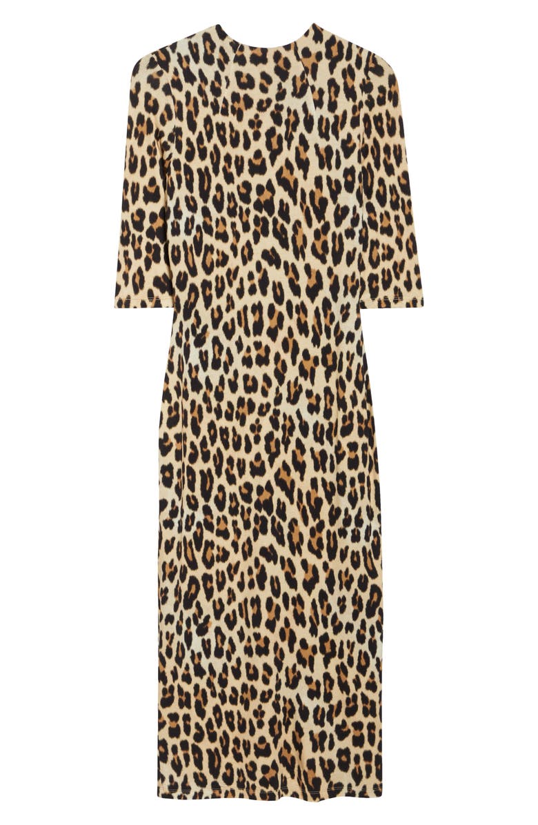 Alice + Olivia Delora Leopard Print Knit Midi Dress, Alternate, color, Leopard