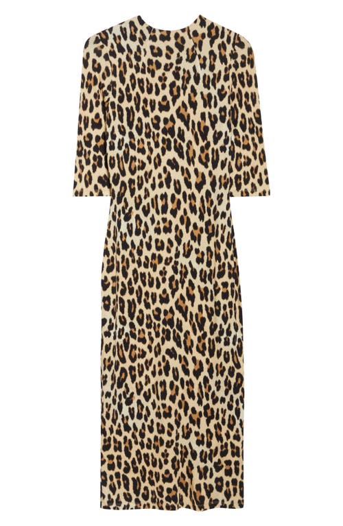 Alice And Olivia Delora Fitted Leopard Mock-neck Dress In Leopard
