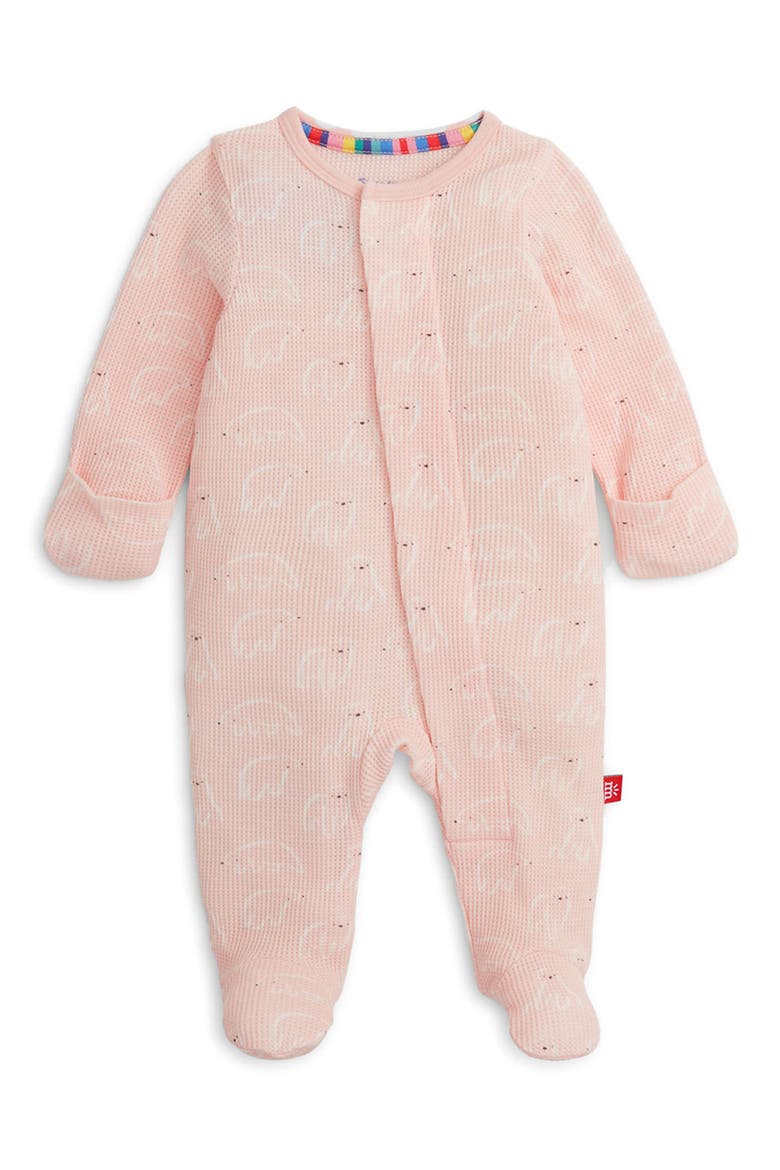 Pink Polaris Waffle Knit Magnetic Closure Footie, Alternate, color, PINK
