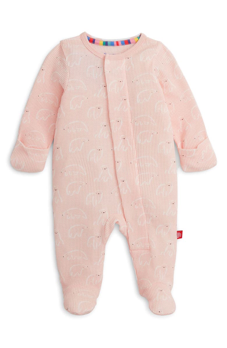 Magnetic Me Pink Polaris Waffle Knit Magnetic Closure Footie, Alternate, color, Pink