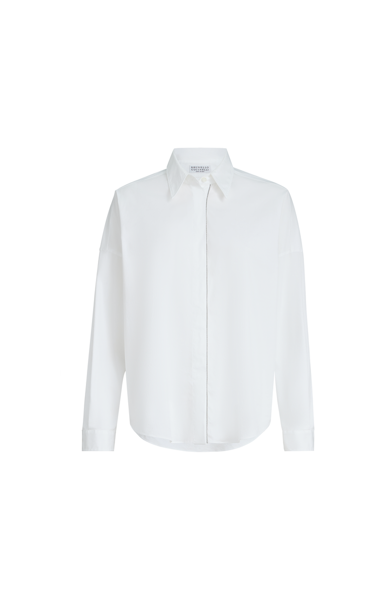 Brunello Cucinelli Stretch poplin shirt with monili, Main, color, White