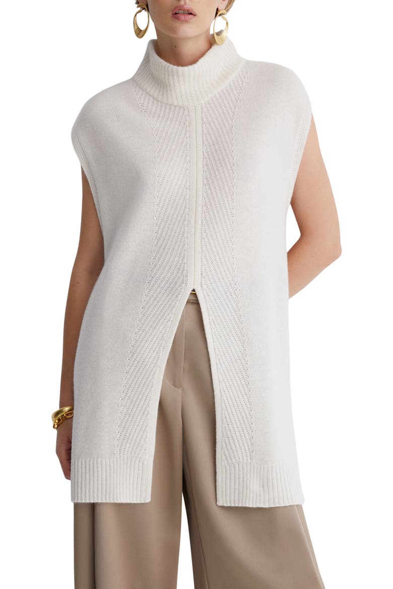 Piper Cashmere Sleeveless Mock Neck Top, Alternate, color, IVORY