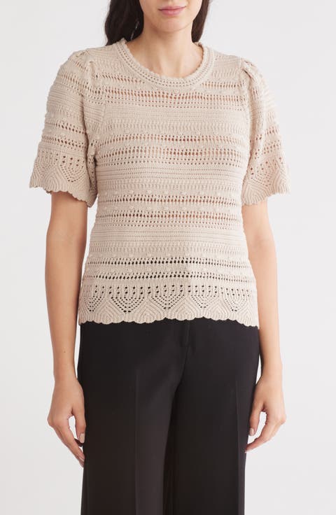 Short Sleeve Bobble Stitch Pullover