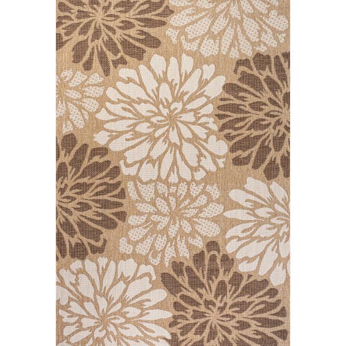 Jonathan Y Zinnia Modern Floral Textured Weave Indoor/outdoor Area Rug In Brown/cream