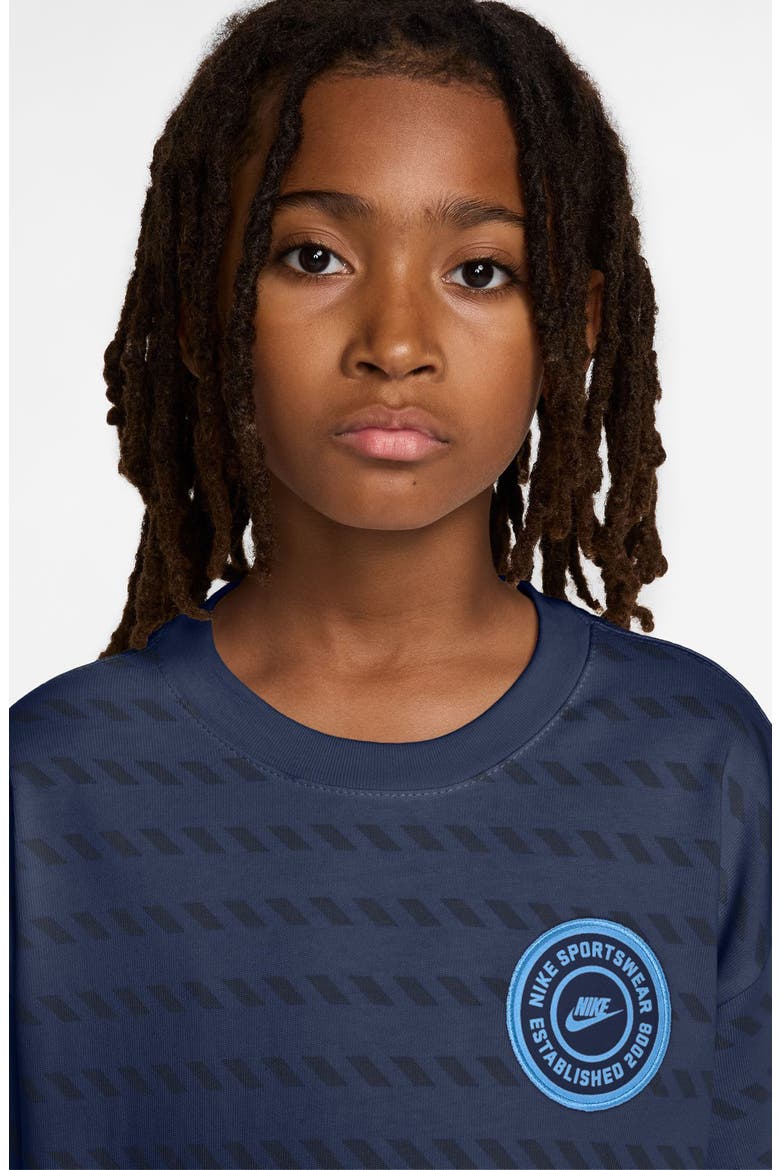 Kids' Sportswear Max90 Broken Stripe Cotton T-Shirt, Alternate, color, MIDNIGHT NAVY